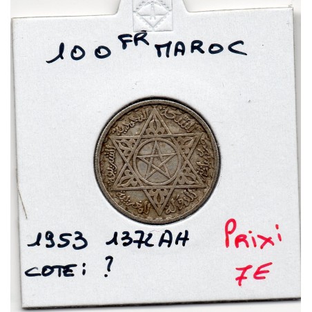 Maroc 100 francs 1372 AH -1953 TTB, Lec 288 pièce de monnaie