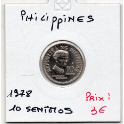 Philippines 10 sentimo 1978 Spl, KM 207 pièce de monnaie
