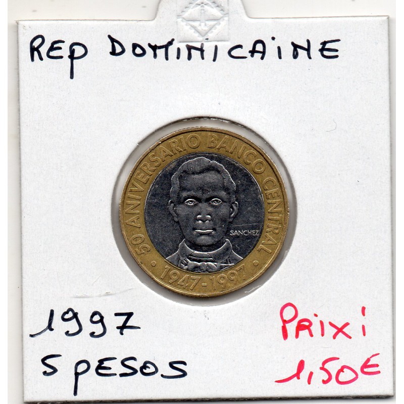 République Dominicaine 5 pesos 1997 Sup, KM 88 pièce de monnaie