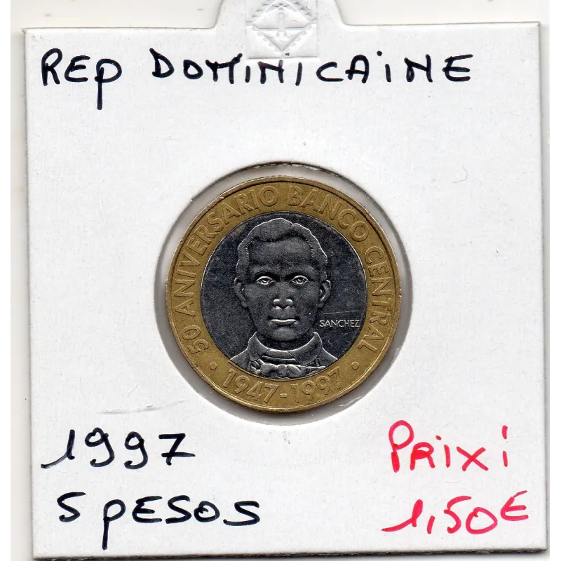 République Dominicaine 5 pesos 1997 Sup, KM 88 pièce de monnaie