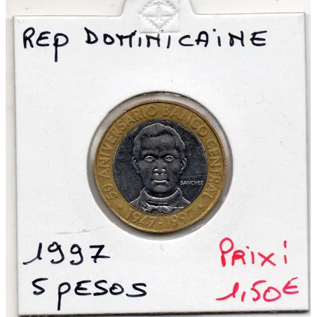 République Dominicaine 5 pesos 1997 Sup, KM 88 pièce de monnaie