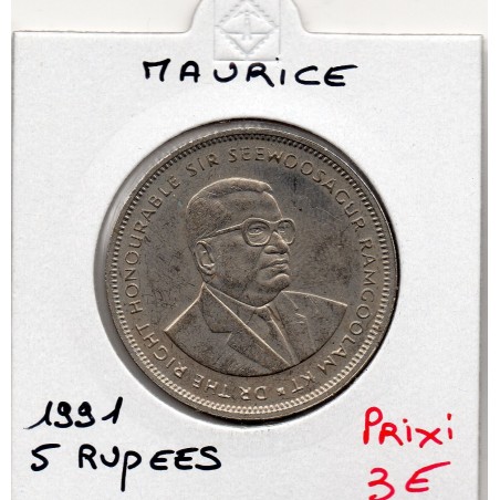 Ile Maurice 5 rupees 1991 Spl, KM 56 pièce de monnaie