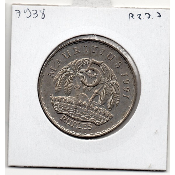 Ile Maurice 5 rupees 1991 Spl, KM 56 pièce de monnaie