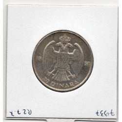 Yougoslavie 20 dinara 1938 Sup, KM 23 pièces de monnaie