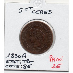 5 centimes Cérès 1890 TB-, France pièce de monnaie