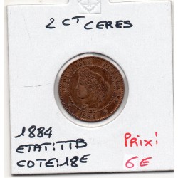 2 centimes Cérès 1884 A TTB, France pièce de monnaie