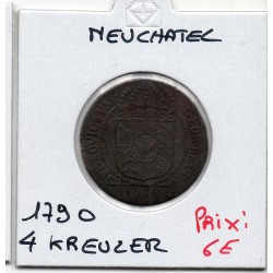 Suisse Canton Neuchatel 4 Kreuzer 1790 TB, KM 49 pièce de monnaie