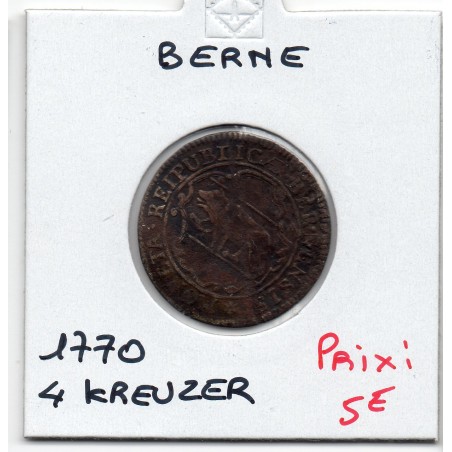 Suisse Ville de Berne 4 Kreuzer 1770 B, KM 87 pièce de monnaie