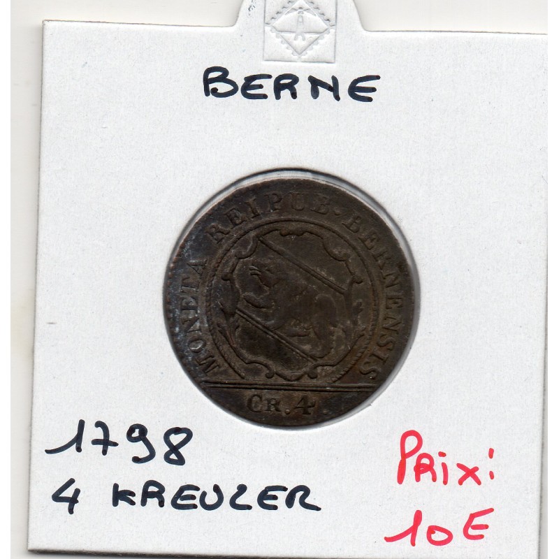 Suisse Ville de Berne 4 Kreuzer 1798 TB+, KM 87 pièce de monnaie