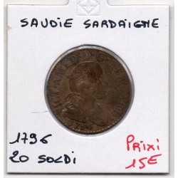 Italie Savoie Sardaigne 20 Soldi 1796 B+, KM 94 pièce de monnaie