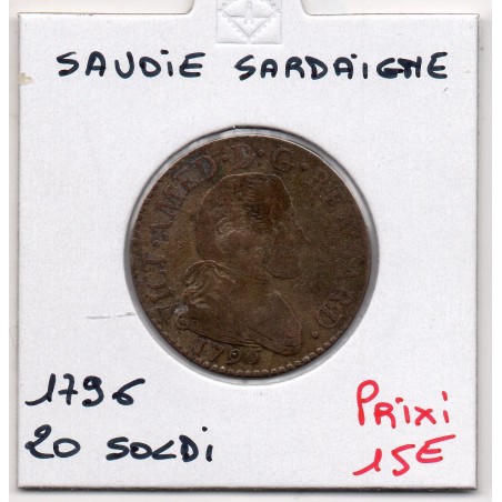 Italie Savoie Sardaigne 20 Soldi 1796 B+, KM 94 pièce de monnaie