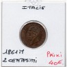 Italie 2 centesimi 1861 M Milan Sup, KM 2 pièce de monnaie