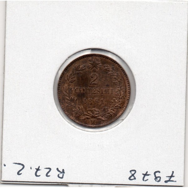 Italie 2 centesimi 1861 M Milan Sup, KM 2 pièce de monnaie