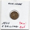 Norvège 2 Skilling 1871 Sup+, KM 336 pièce de monnaie