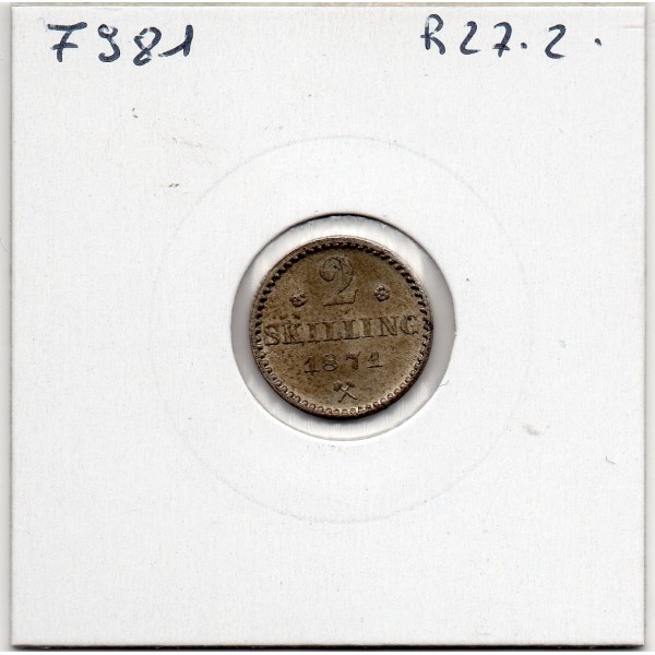 Norvège 2 Skilling 1871 Sup+, KM 336 pièce de monnaie