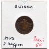 Suisse 2 rappen 1909 TTB, KM 4.2 pièce de monnaie