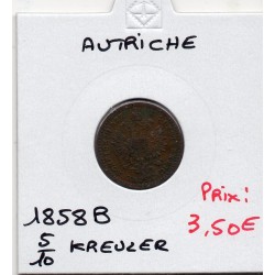 Autriche 5/10 kreuzer 1858 B TB+, KM 2182 pièce de monnaie