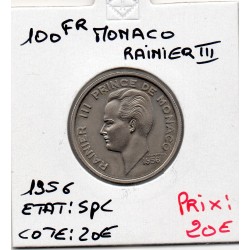 Monaco Rainier III 100 francs 1956 Spl, Gad 143 pièce de monnaie