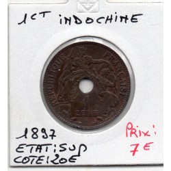 Indochine 1 cent 1897 Sup, Lec 52 pièce de monnaie