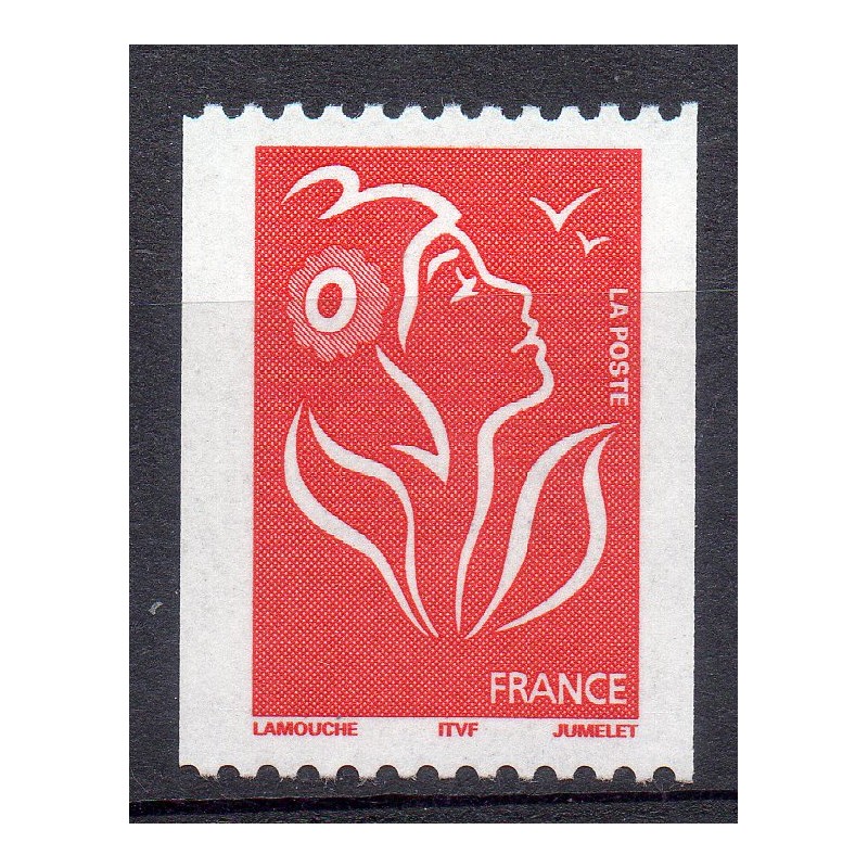 Timbre France Yvert No 3743 Marianne Lamouche sans valeur rouge de roulette légende itvf