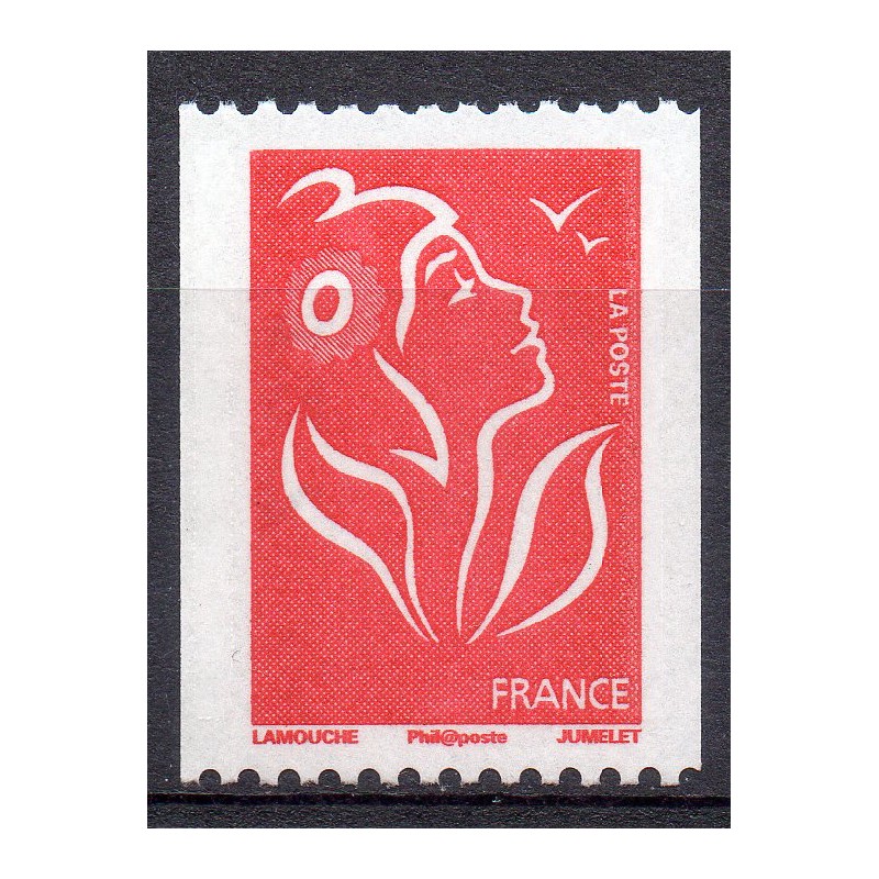 Timbre France Yvert No 3743A Marianne Lamouche sans valeur rouge légende philaposte