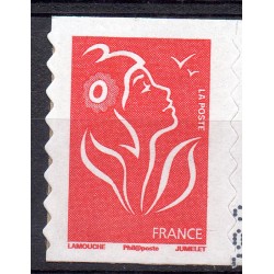 Timbre France Yvert No 3744A Marianne Lamouche sans valeur rouge adhésif de carnet légende philaposte
