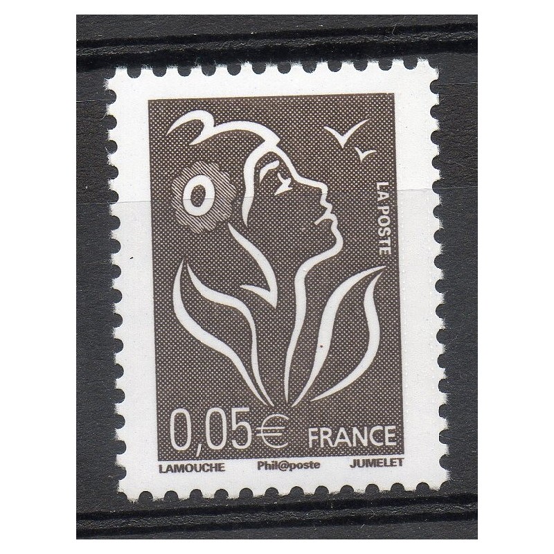 Timbre France Yvert No 3754A Marianne Lamouche 0.05€ bistre noir légende philaposte