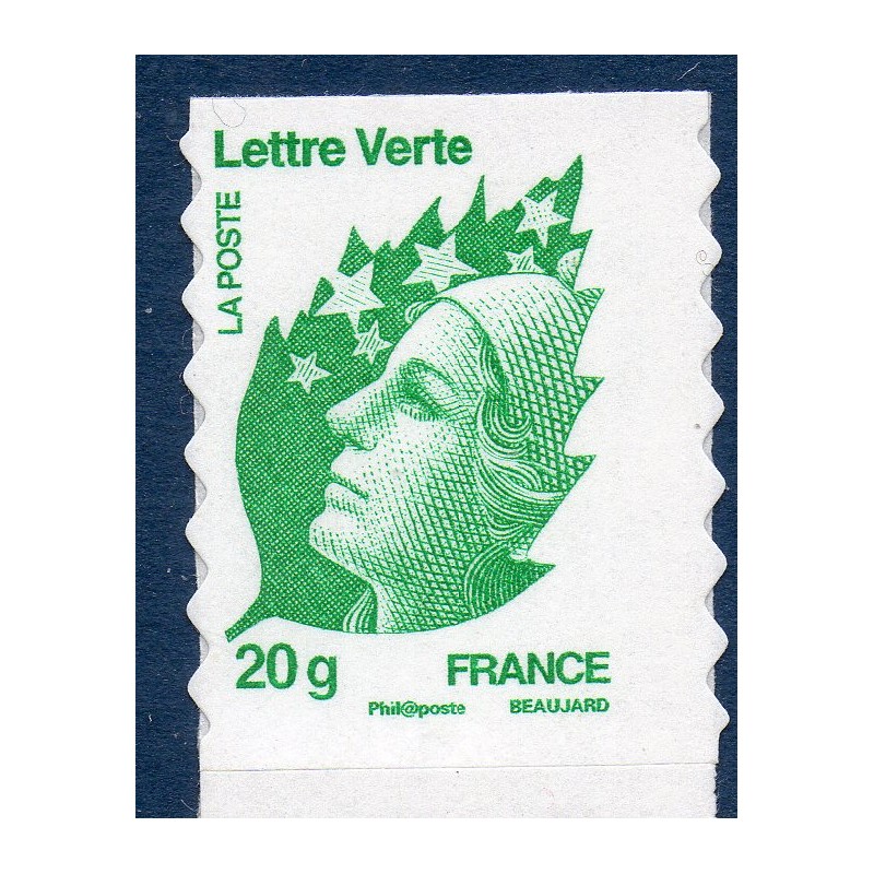 Autoadhésif Yvert No 604a Timbre carnet adhesif lettre verte