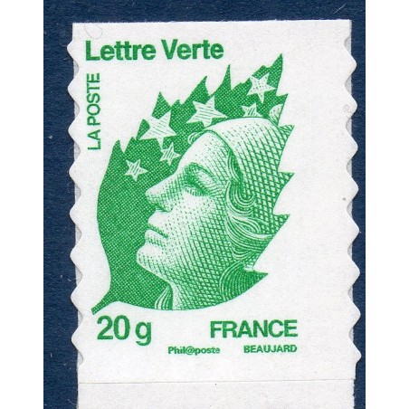 Autoadhésif Yvert No 604a Timbre carnet adhesif lettre verte