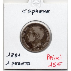 Espagne 1 peseta 1881 TB-, KM 686 pièce de monnaie