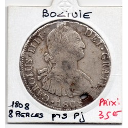 Bolivie Potosi 8 reales 1808 PTS PJ TB trouée, KM 73 pièce de monnaie
