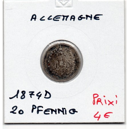 Allemagne 20 pfennig 1874 D, TB KM 5 pièce de monnaie