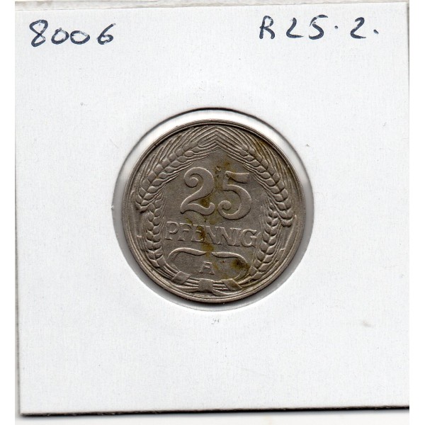 Allemagne 25 pfennig 1909 A, Sup KM 18 pièce de monnaie