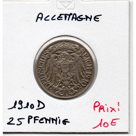 Allemagne 25 pfennig 1910 D Munich, Sup KM 18 pièce de monnaie