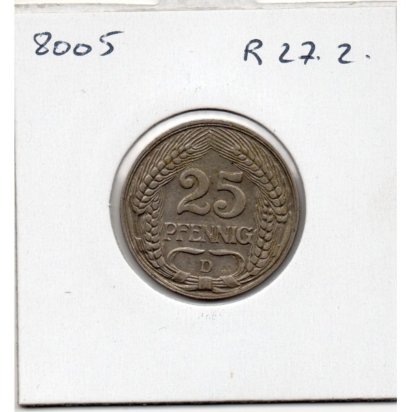 Allemagne 25 pfennig 1910 D Munich, Sup KM 18 pièce de monnaie
