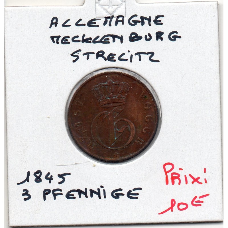 Mecklenburg-Streliz 3 Pfennige 1845 TTB KM 80 pièce de monnaie