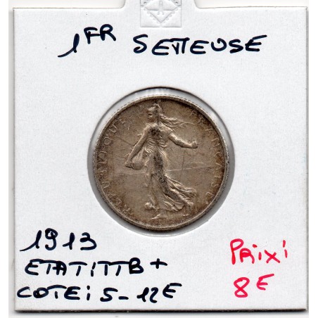 1 franc Semeuse Argent 1913 TTB+, France pièce de monnaie