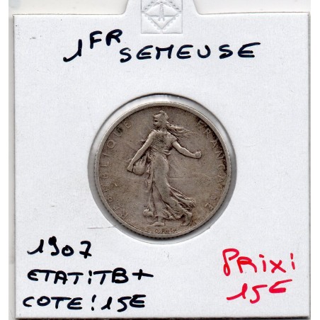 1 franc Semeuse Argent 1907 TB+, France pièce de monnaie