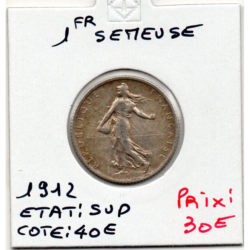 1 franc Semeuse Argent 1912 Sup, France pièce de monnaie