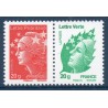 Timbre France Yvert No P4566 Marianne de Beaujard paire tvp rouge et 4566a type II GAO 20g