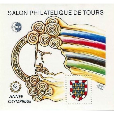 Bloc CNEP Yvert No 15 Année olympique 1992 salon philatélique de Tours