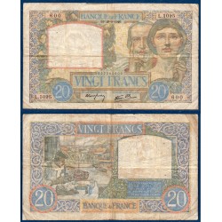 20 Francs Science et Travail B 26.9.1940 Billet de la banque de France