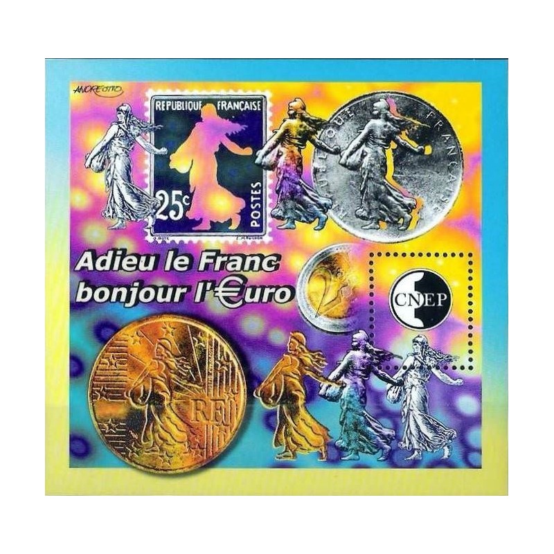 Bloc CNEP Yvert No 35 2002 Adieu le Franc, bonjour l'Euro