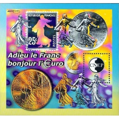 Bloc CNEP Yvert No 35 2002 Adieu le Franc, bonjour l'Euro