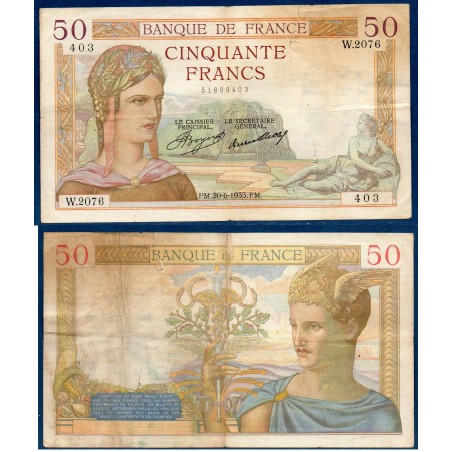 50 Francs Cérès B 20.6.1935 Billet de la banque de France