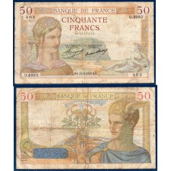 50 Francs Cérès B- 17.9.1936 Billet de la banque de France