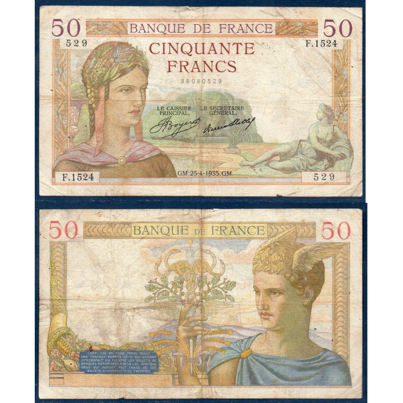 50 Francs Cérès B+ 25.4.1935 Billet de la banque de France