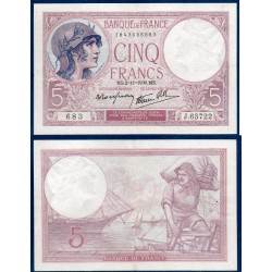 5 Francs Violet TTB+ 2.11.1939 Billet de la banque de France