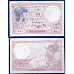 5 Francs Violet Sup 24.8.1939 Billet de la banque de France