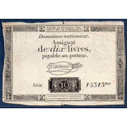 Assignat 10 livres 24.10.1792 TB signature Taisaud mus 42